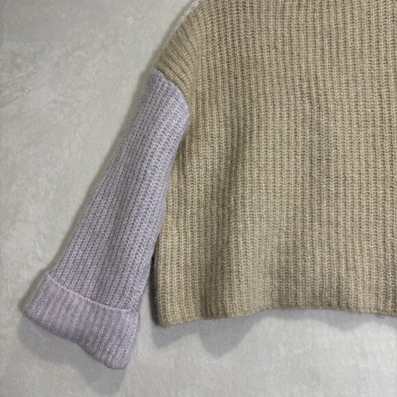 MNG MANGO Women's Knit Cropped Color Block Cardigan Sweater Alpaca Wool Blend - Picture 10 of 15